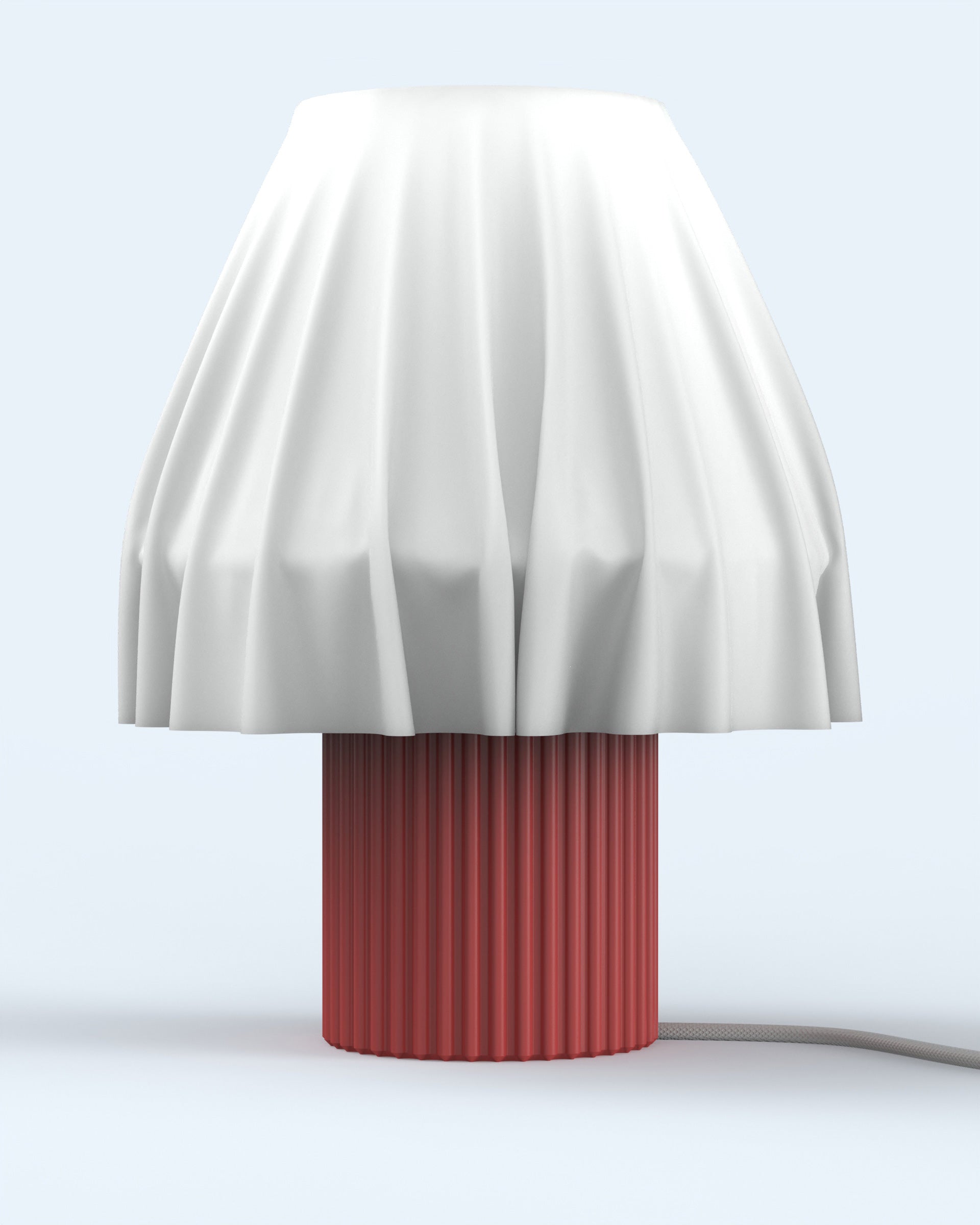 The Volute - Ardent table lamp by Mouchoir, featuring a digital craft design mimicking frozen silk fabric.