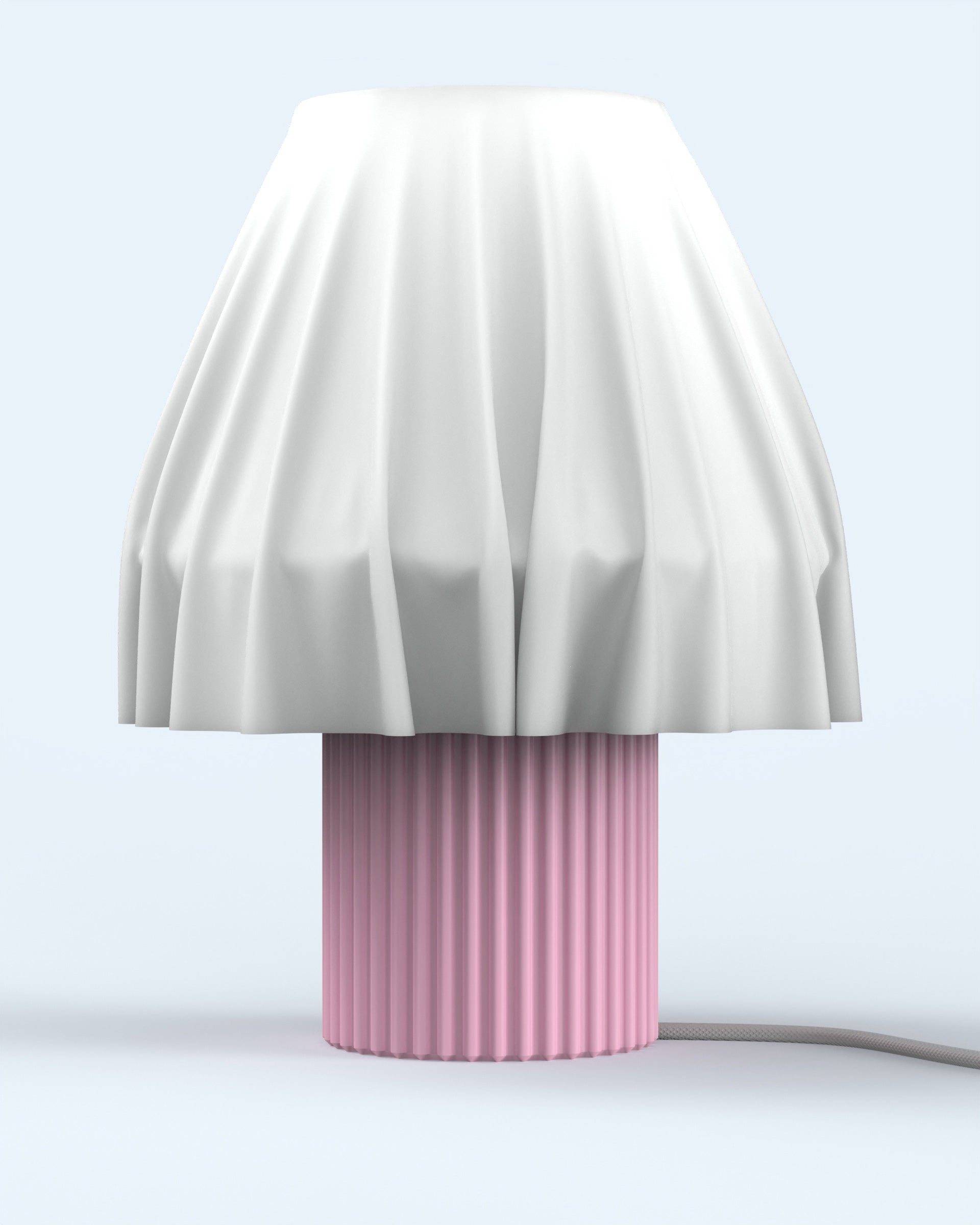 The Volute - Petal table lamp by Mouchoir, featuring a digital craft design mimicking frozen silk fabric.